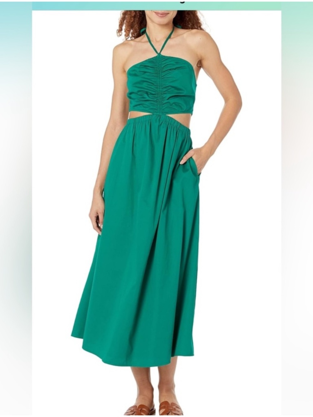 Emerald Green Halter Neck Maxi Dress with side cut out detail 💚NWT size large